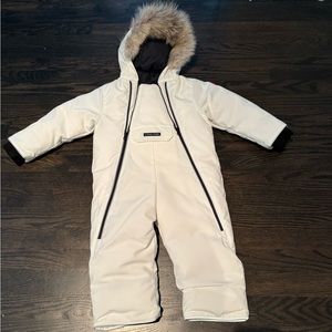 Brand new, never worn white Canada Goose snow suit